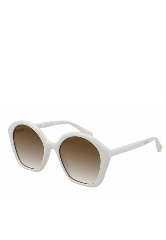 Rounded Shaded Sunglasses In Ivory