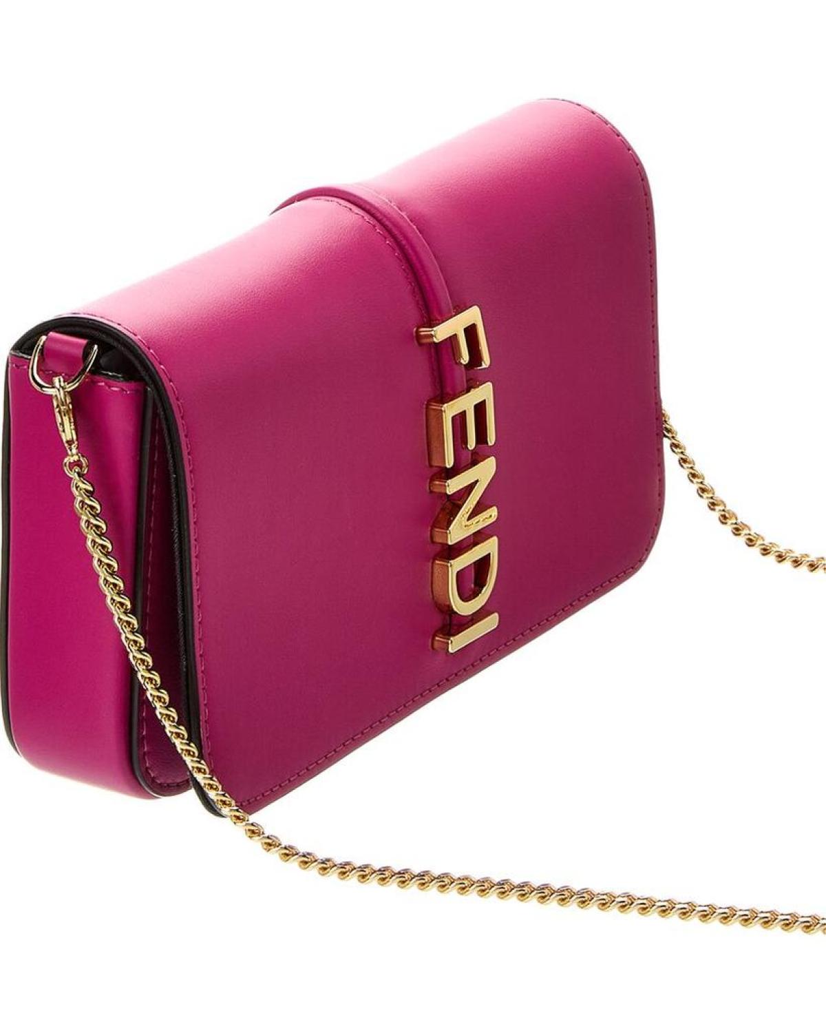 FENDI Fendigraphy Leather Wallet On Chain