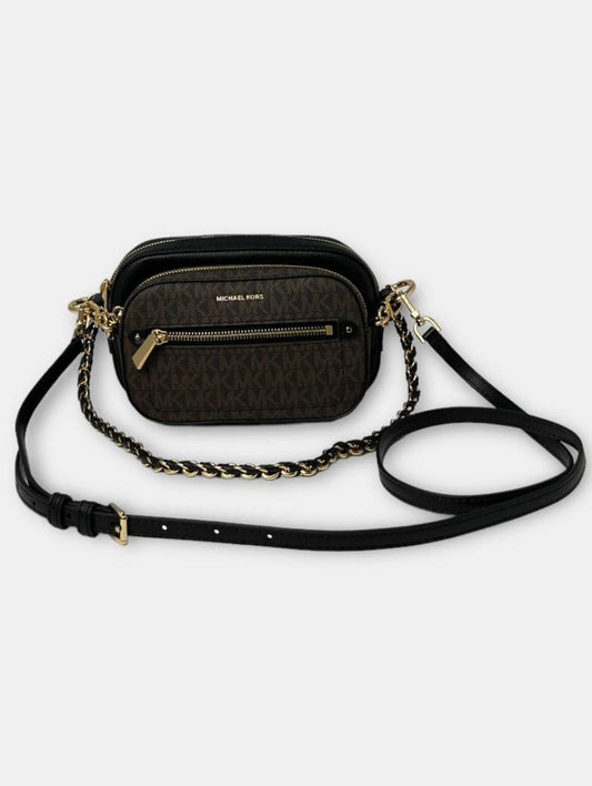 Michael Kors Jet Set Logo Plaque Zip-Up Crossbody Bag