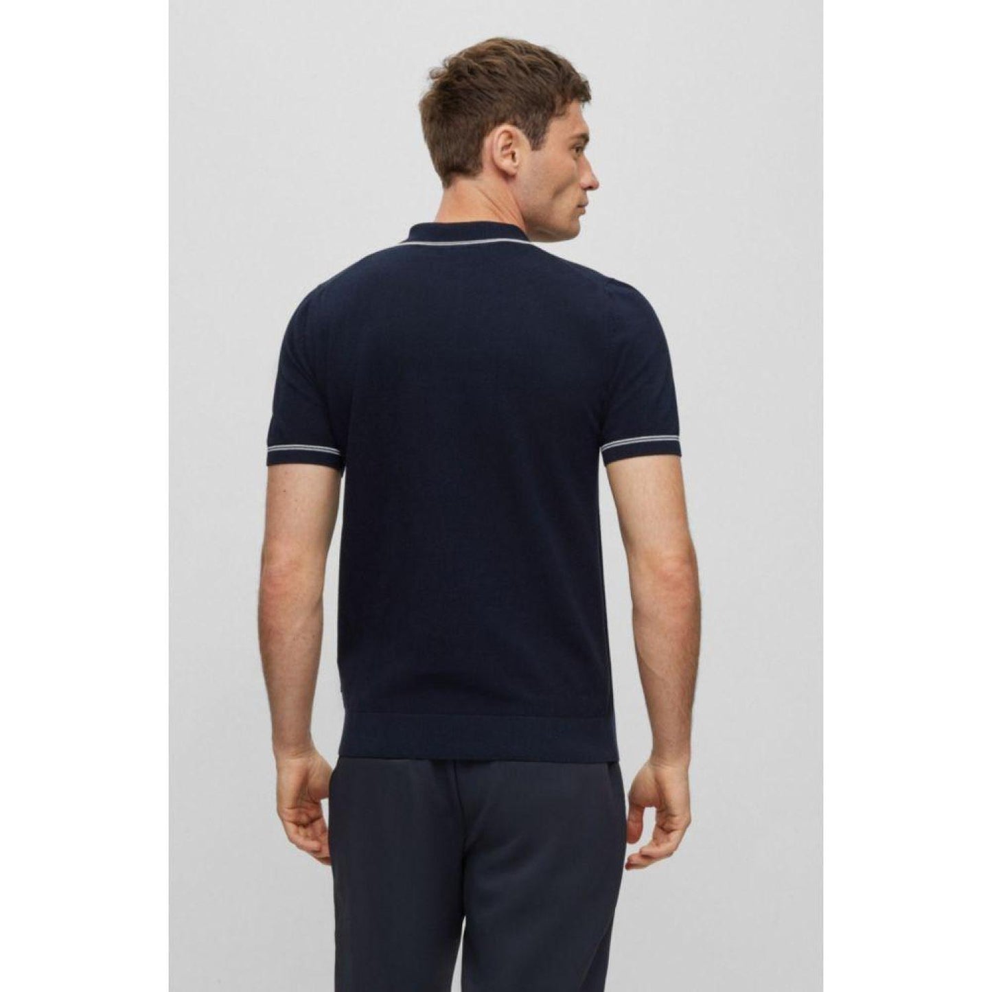 Regular-fit polo sweater with zip placket