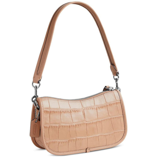 Embossed Croc Leather Swinger 20 Shoulder Bag