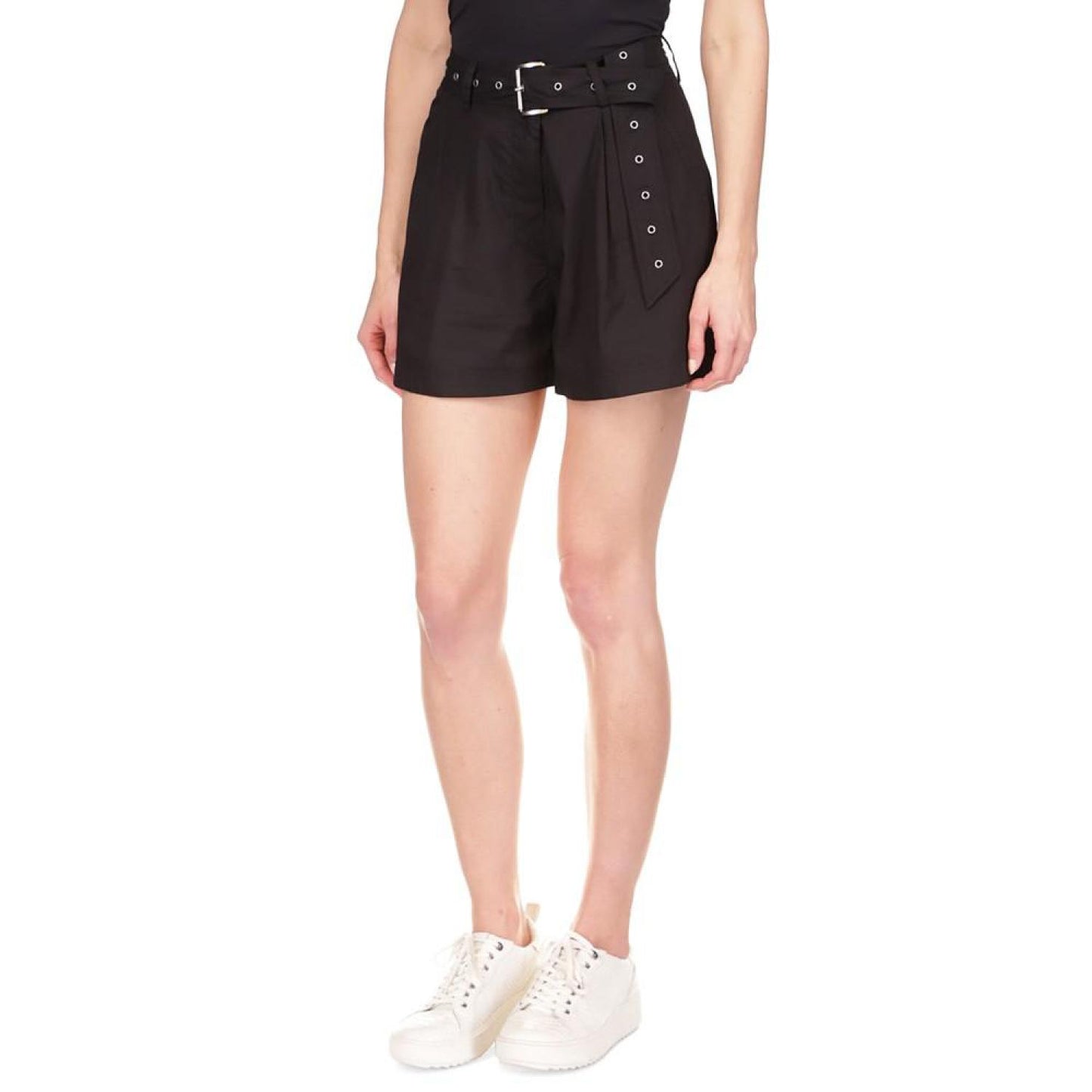 Women's Cotton Poplin Belted Shorts