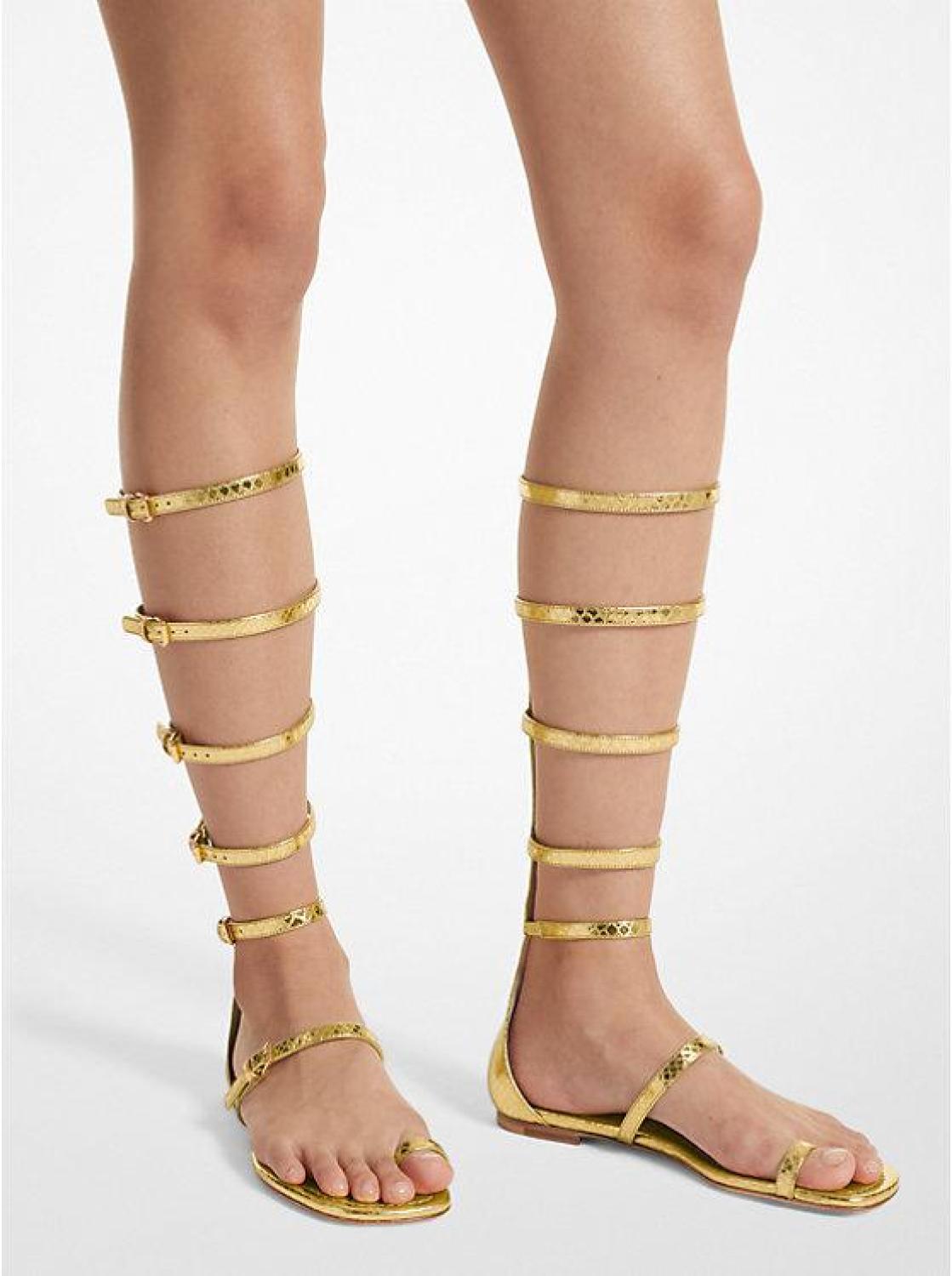 Juliette Metallic Python Embossed Leather Gladiator Sandal