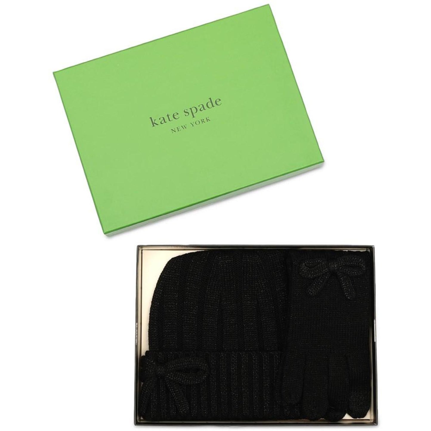 Women's Metallic Bow Beanie & Gloves Boxed Set