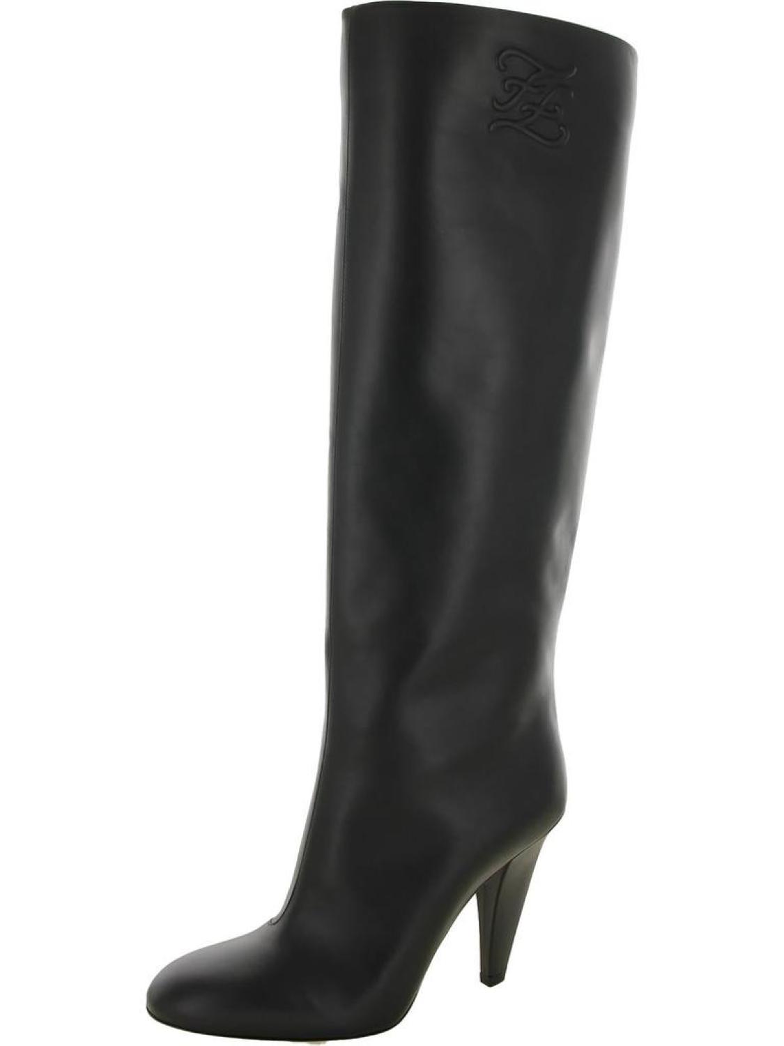 Womens Leather Logo Knee-High Boots