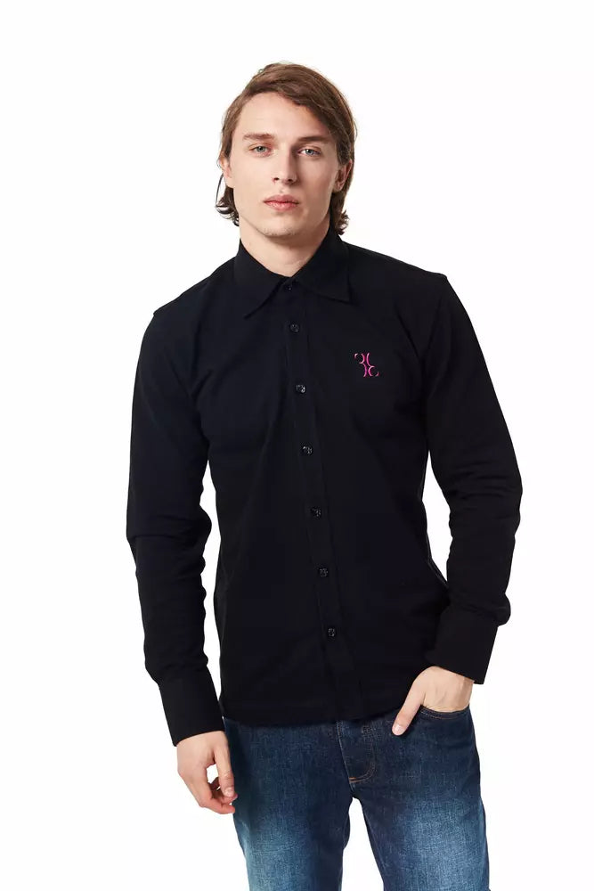 Billionaire Italian Couture Elegant Monogram Embroidered Cotton Shirt