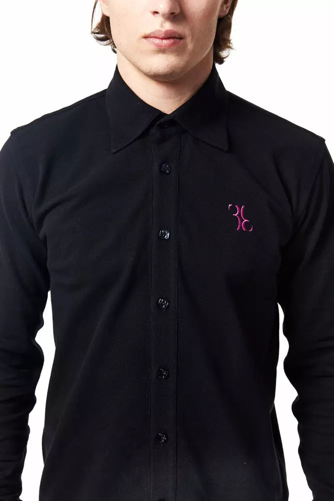 Billionaire Italian Couture Elegant Monogram Embroidered Cotton Shirt